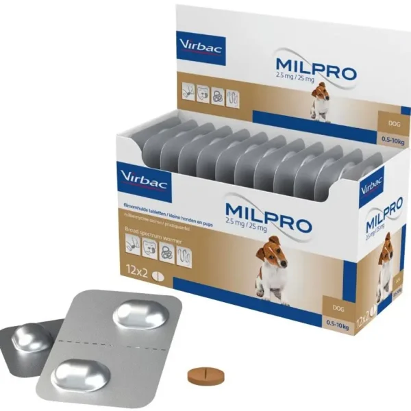 Milpro cani chjuchi 2,5 mg/25 mg 24 compresse